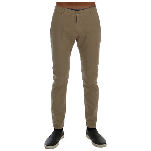 Daniele Alessandrini Beige Slim Fit Chinos for Sophisticated Style Jeans & Pants Daniele Alessandrini Dim Gray