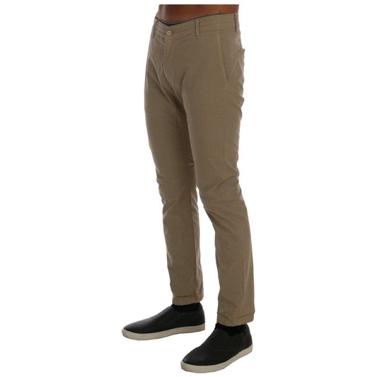 Daniele Alessandrini Beige Slim Fit Chinos for Sophisticated Style Jeans & Pants Daniele Alessandrini Dim Gray