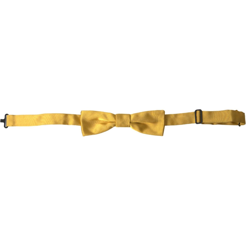 Dolce & Gabbana Yellow Silk Adjustable Neck Men Bow Tie