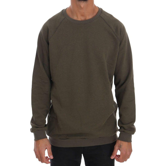 Daniele Alessandrini Stunning Green Crewneck Cotton Sweater Daniele Alessandrini Dark Slate Gray