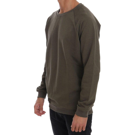 Daniele Alessandrini Stunning Green Crewneck Cotton Sweater Daniele Alessandrini Dark Slate Gray