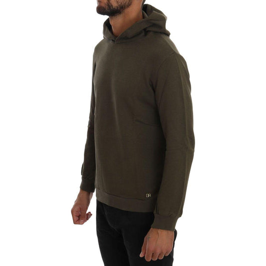 Daniele Alessandrini Elegant Green Cotton Hooded Sweater Daniele Alessandrini Dark Slate Gray