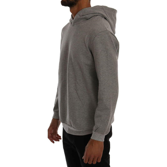 Daniele Alessandrini Sophisticated Gray Cotton Hooded Sweater Daniele Alessandrini Dim Gray
