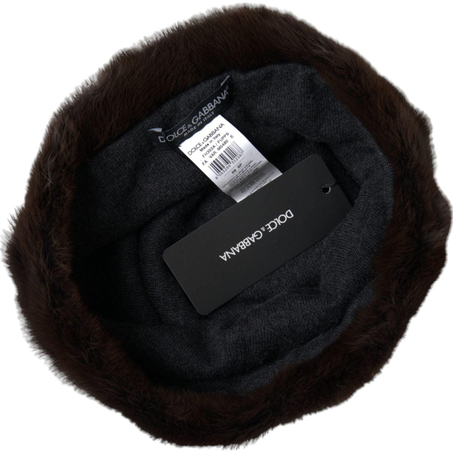 Dolce & Gabbana Brown Weasel Fur Womens Cashmere Hat Beanie