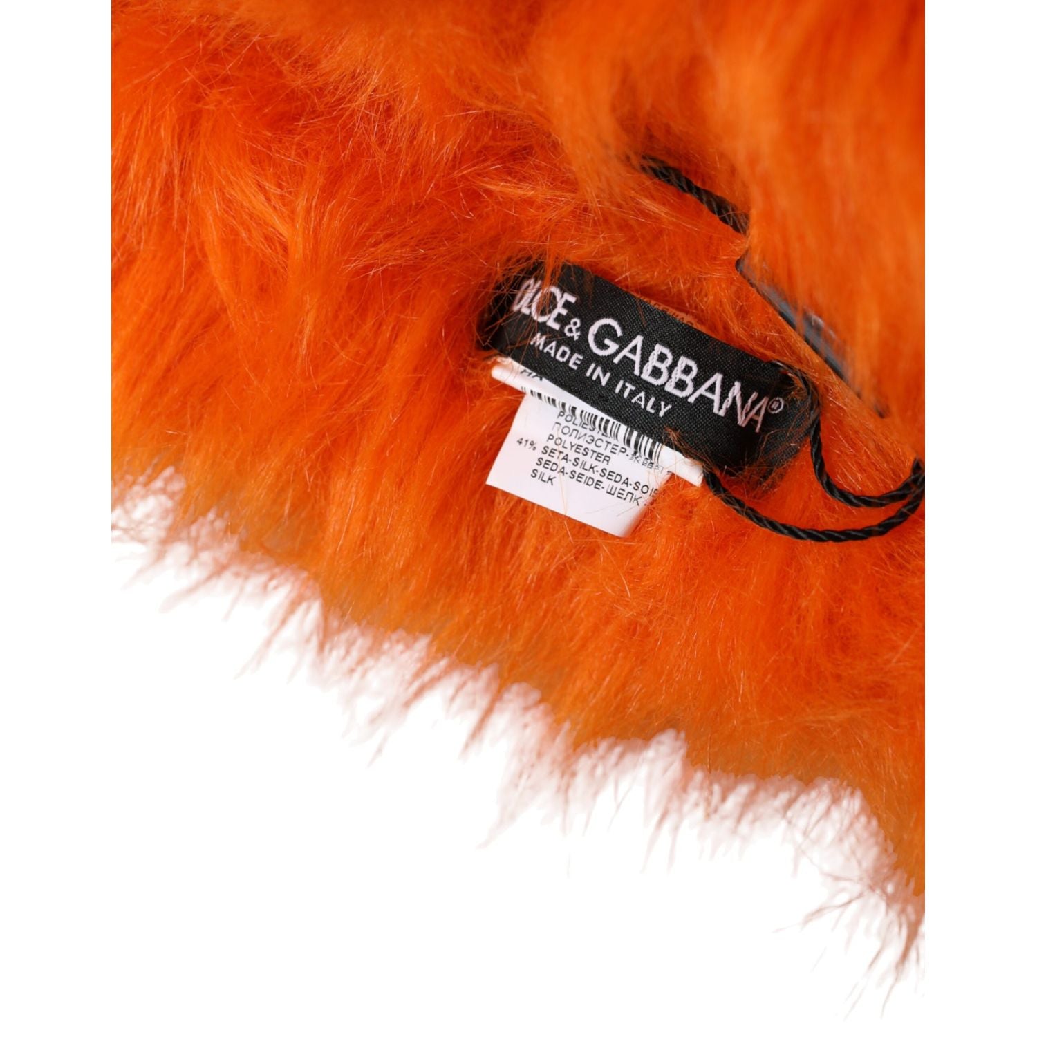Dolce & Gabbana Orange Faux Fur Whole Head Wrap Hat