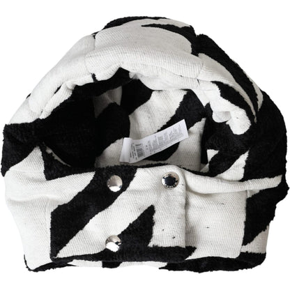 Dolce & Gabbana Black White Wool Whole Head Wrap Hat