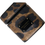 Dolce & Gabbana Brown Leopard Calf Leather Metal Logo Plaque Airpods Case