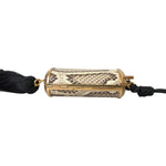 Dolce & Gabbana Beige Exotic Leather Mini Mirror Tassel Make Up Holder Bag