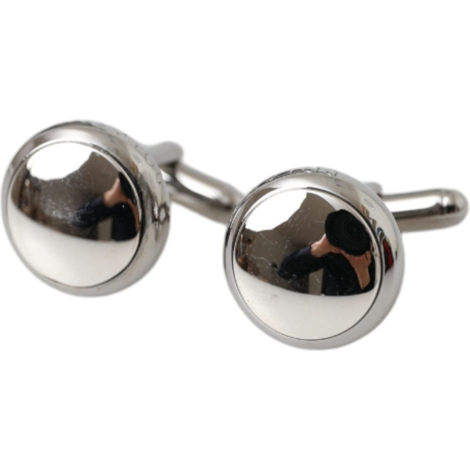 Dolce & Gabbana Silver Plated Brass Round Pin Men Cufflinks