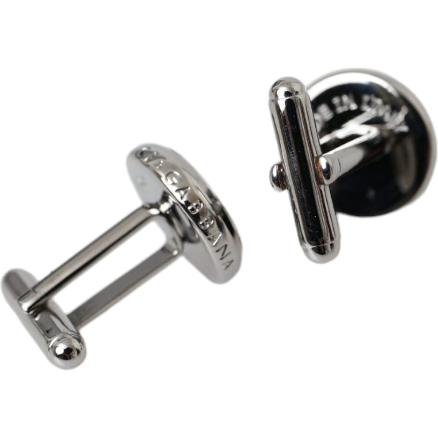 Dolce & Gabbana Silver Plated Brass Round Pin Men Cufflinks