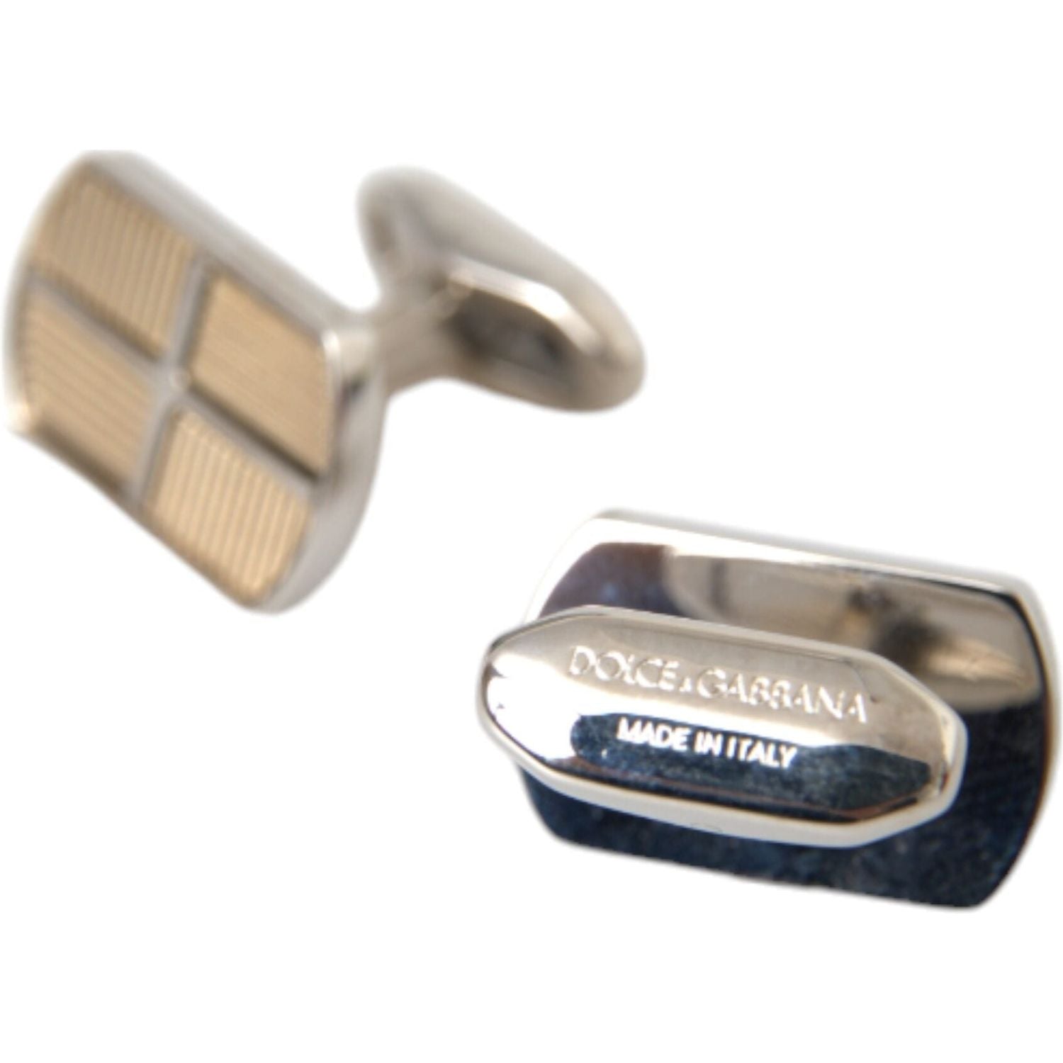 Dolce & Gabbana Silver Gold Plated Metal Brass Pin Cufflinks