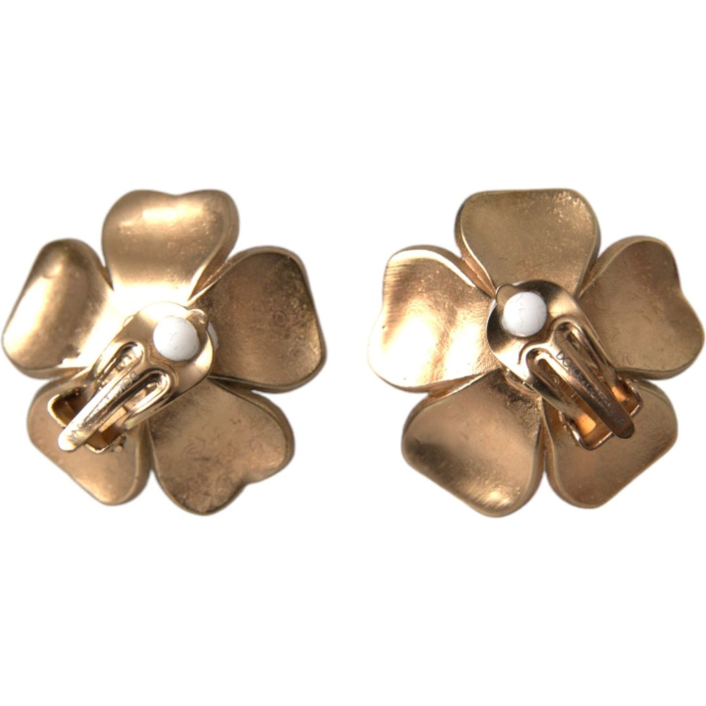 Dolce & Gabbana Gold Tone Maxi Faux Pearl Floral Clip-on Jewelry Earrings Earrings