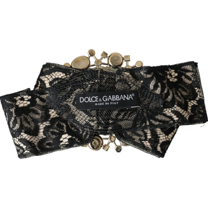 Dolce & Gabbana Black Lace Crystal Handmade Brooch Hair Pin
