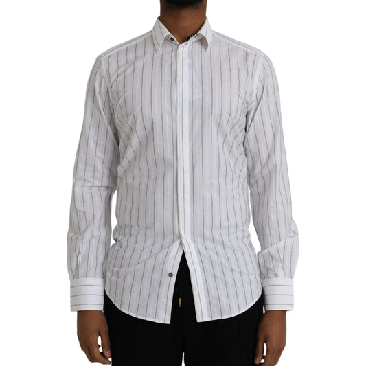 Dolce & Gabbana Black White Striped Formal Dress GOLD Shirt 1728,67345645728,Black/White,Clothing,Dolce & Gabbana,Dress Shirts - Shirts - Clothing,IT39 | S,Material: 100% Cotton,Men,Men - Clothing,New with tags,Shirts - Clothing,Shirts - Men - Clothing