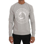 Frankie Morello Gray Cotton Crewneck Pullover Sweater