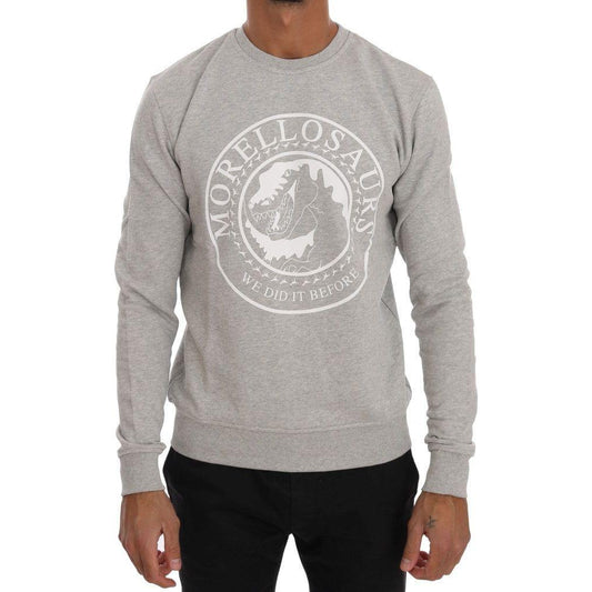 Frankie Morello Chic Morellosaurs Crewneck Cotton Sweater Frankie Morello Dark Gray