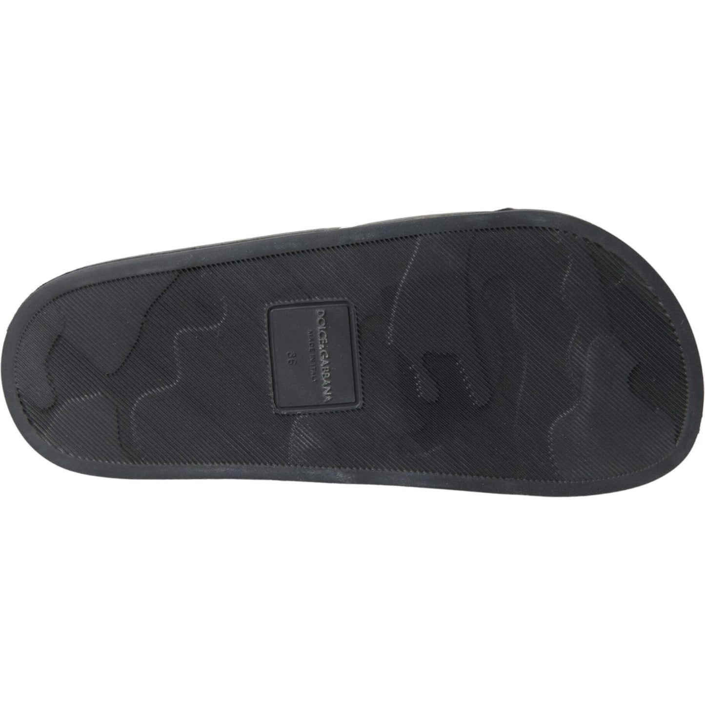 Dolce & Gabbana Black Leather I Love D&G Sandals Slides Shoes