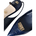 Dolce & Gabbana Dark Blue Croc Leather Slingbacks Shoes Dolce & Gabbana Dark Slate Gray