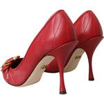 Dolce & Gabbana Red Devotion Leather Heels Pumps Shoes