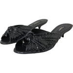Dolce & Gabbana Black Exotic Leather Heels Slides Shoes LA11030-36.5