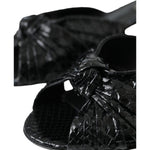 Dolce & Gabbana Black Exotic Leather Heels Slides Shoes LA11030-36.5