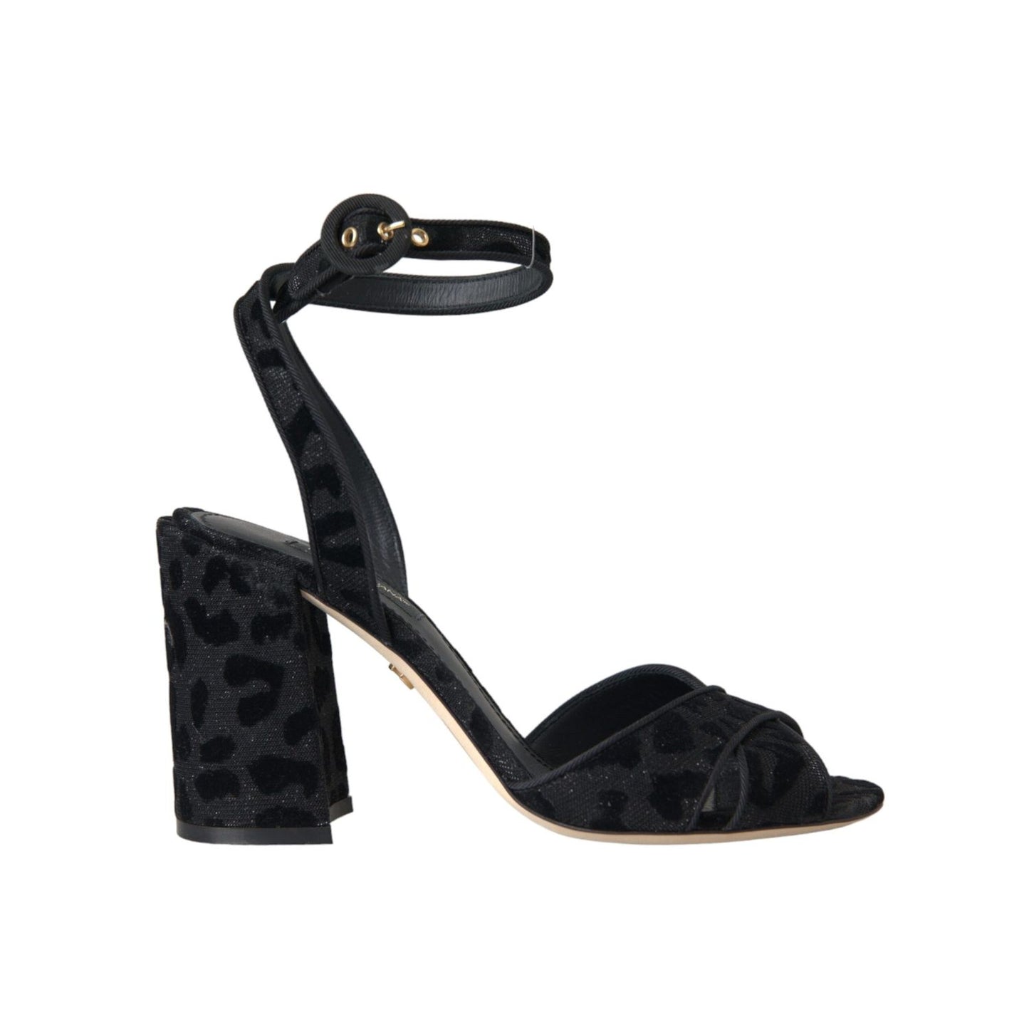 Dolce & Gabbana Black Leopard Suede Heels Sandals Shoes