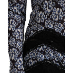 Just Cavalli Blue Floral Lace Long Sleeves Top Underwear Blouse Just Cavalli Black