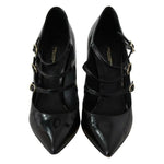 Dolce & Gabbana Black Leather Ankle Strap Heels Pumps Shoes LA8801-37