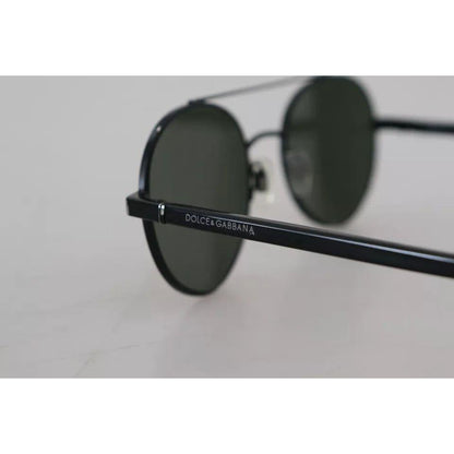 Dolce & Gabbana Matte Black Steel Frame Green Lens DG2245 Sunglasses