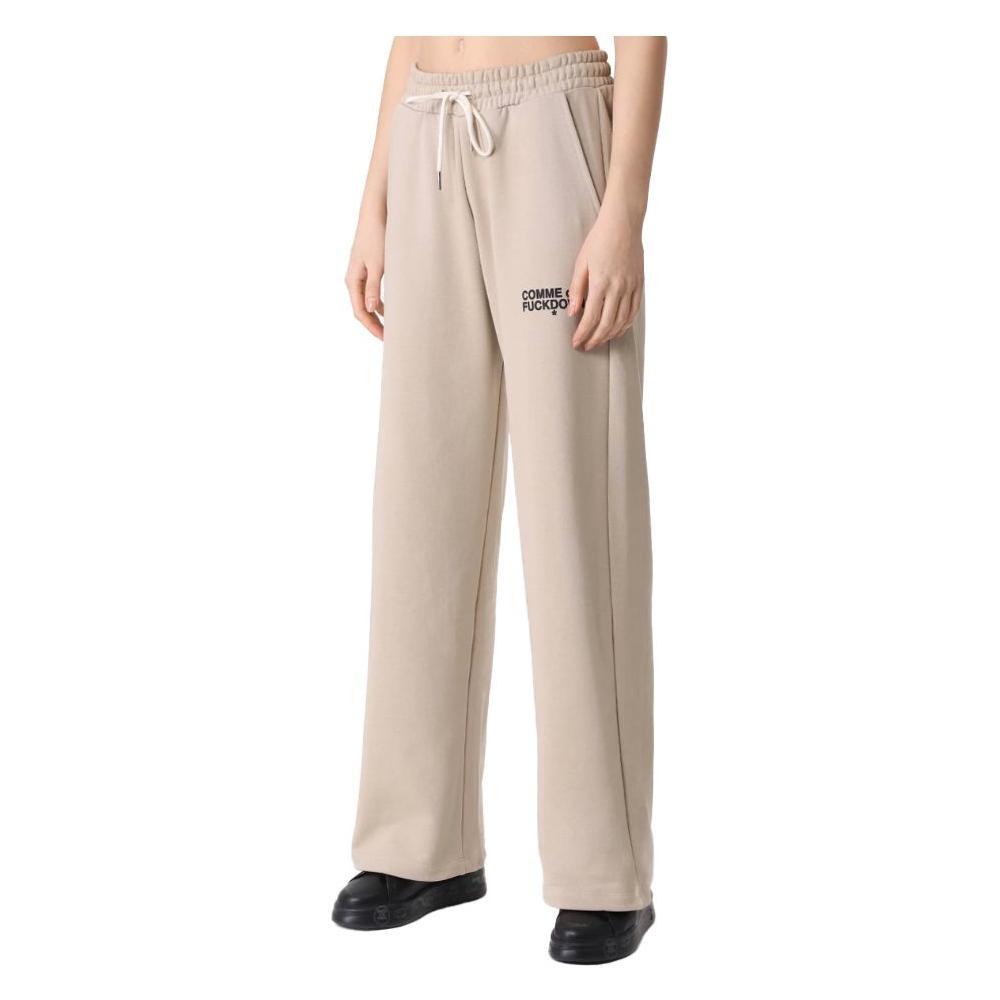Comme Des Fuckdown Beige Cotton Women Palazzo Pants