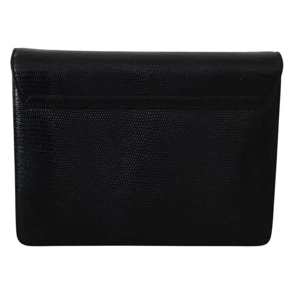 Dolce & Gabbana Black Leather Gold Metal Mini Women Purse Bag Lucia Wallet VAS12392
