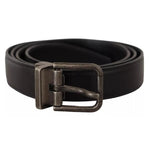 Dolce & Gabbana Black Calf Leather Vintage Logo Metal Buckle Belt BEL8541-100