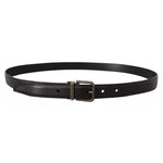 Dolce & Gabbana Black Calf Leather Vintage Logo Metal Buckle Belt BEL8541-100