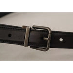 Dolce & Gabbana Black Calf Leather Vintage Logo Metal Buckle Belt BEL8541-100