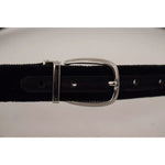 Dolce & Gabbana Black Velvet Silver Tone Metal Logo Buckle Belt BEL8559-90