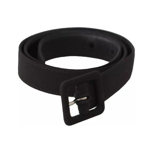 Dolce & Gabbana Black Velvet Leather Logo Waist Buckle Belt