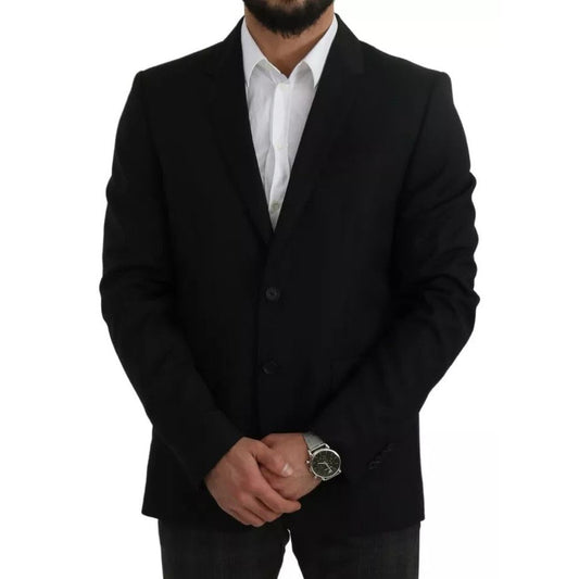Dolce & Gabbana Black Wool Slim Fit Notch Jacket Blazer KOS1809-54