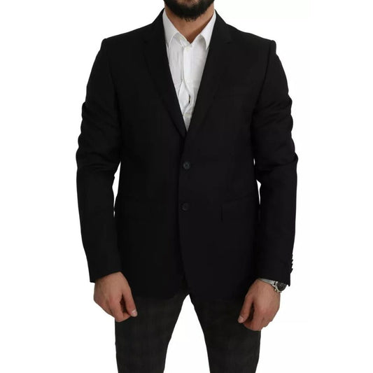 Dolce & Gabbana Black Wool Slim Fit Notch Jacket Blazer KOS1809-54