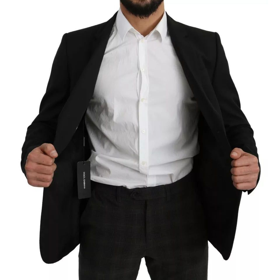 Dolce & Gabbana Black Wool Slim Fit Notch Jacket Blazer