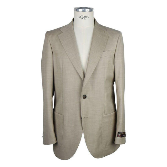 Emilio Romanelli Beige Wool Men's Blazer Emilio Romanelli Rosy Brown