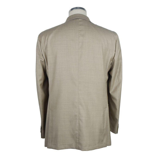 Emilio Romanelli Beige Wool Men's Blazer Emilio Romanelli Rosy Brown
