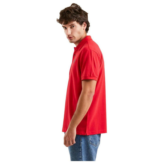 Refrigiwear Crimson Cotton Polo with Signature Emblem Refrigiwear Firebrick