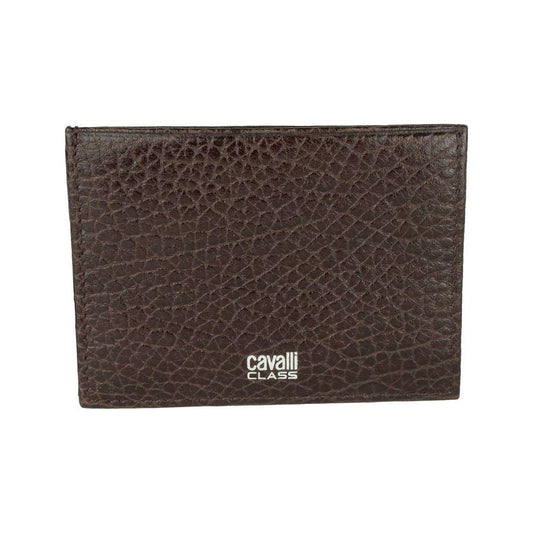 Cavalli Class Brown Calfskin Men Card Holder Cavalli Class Dark Slate Gray