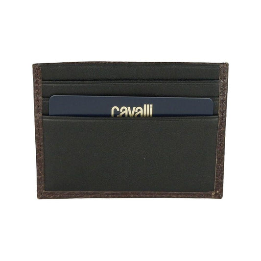 Cavalli Class Brown Calfskin Men Card Holder Cavalli Class Dark Slate Gray