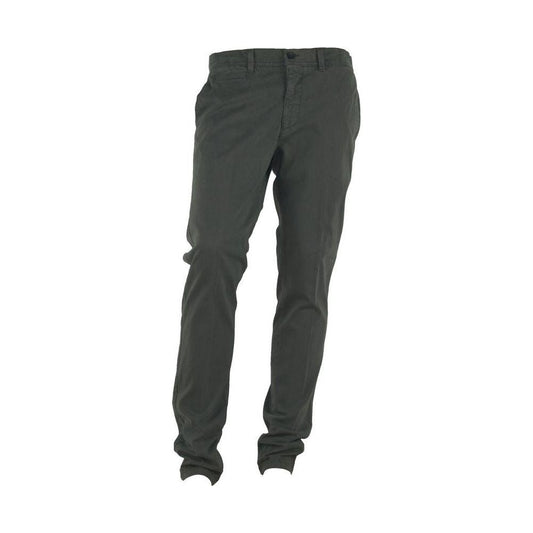 Made in Italy Elegant Gray Italian Cotton Trousers Made in Italy Dark Slate Gray