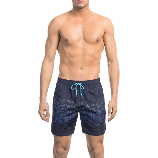 Bikkembergs Blue Polyester Men Swim Short Bikkembergs Tan