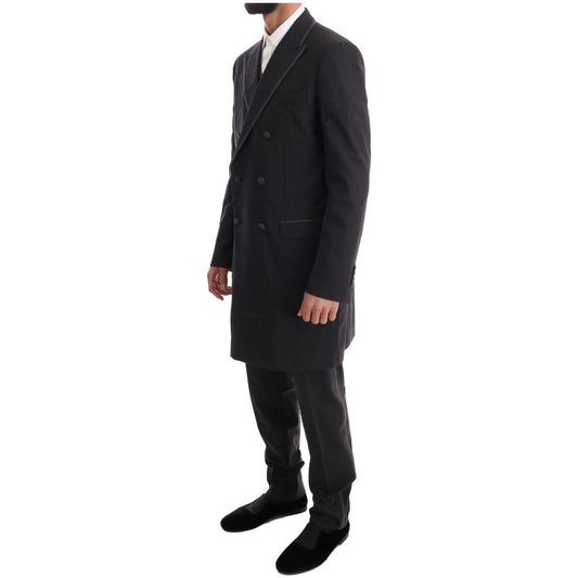 Dolce & Gabbana Elegant Gray Double Breasted Wool Suit Suit Dolce & Gabbana Black