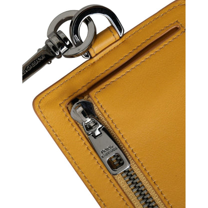 Dolce & Gabbana Orange Calf Leather Credit Card Holder Clip On Wallet
