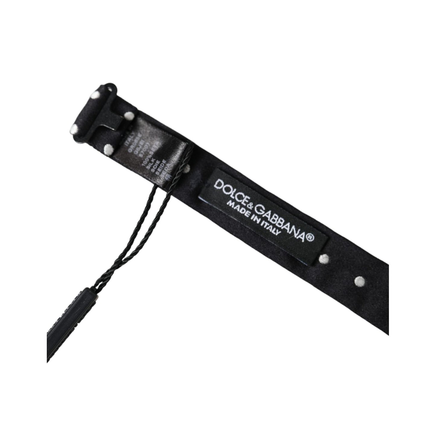 Dolce & Gabbana Black Silk Polka Dot Adjustable Neck Men Papillon Bow Tie