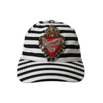 Dolce & Gabbana Black White Stripe Amore Heart Applique Baseball Hat